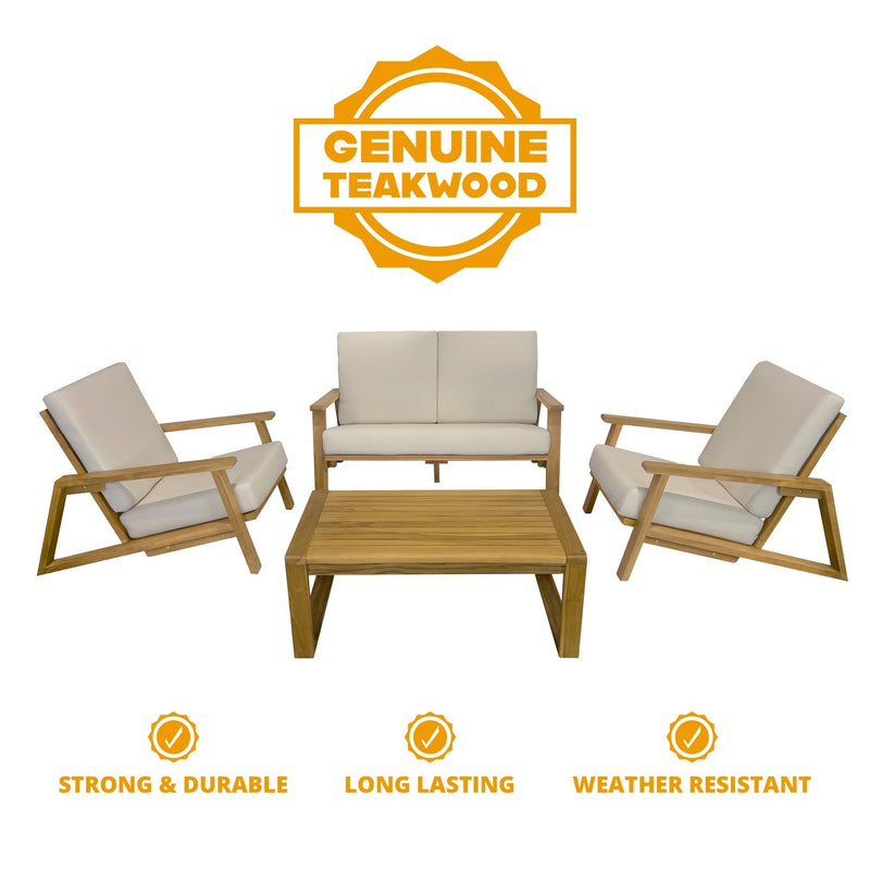 Ezra 4-Piece Teakwood Deep Seating Patio Set