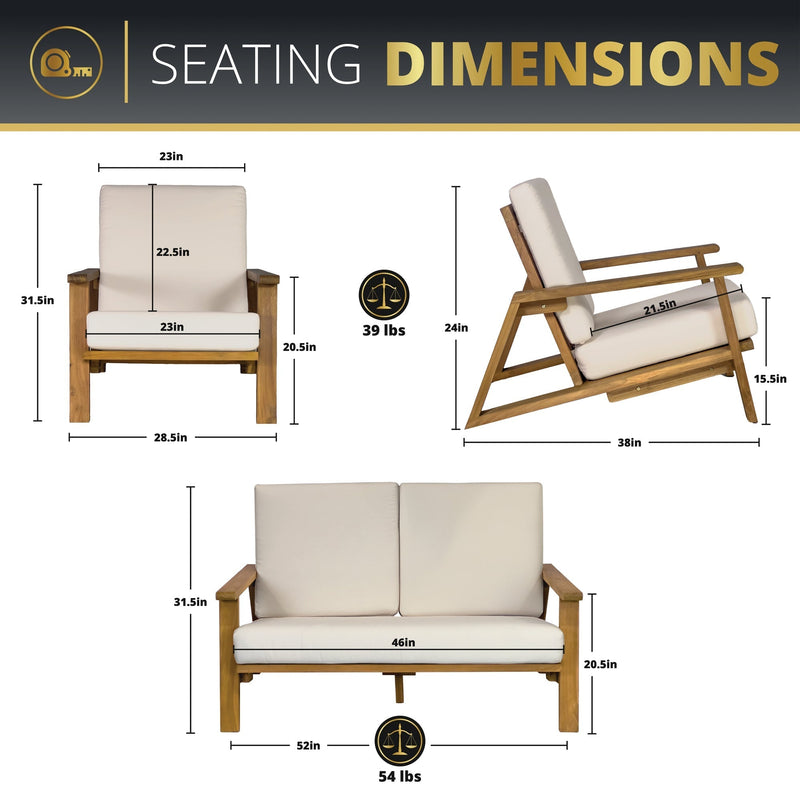 Ezra 4-Piece Teakwood Deep Seating Patio Set