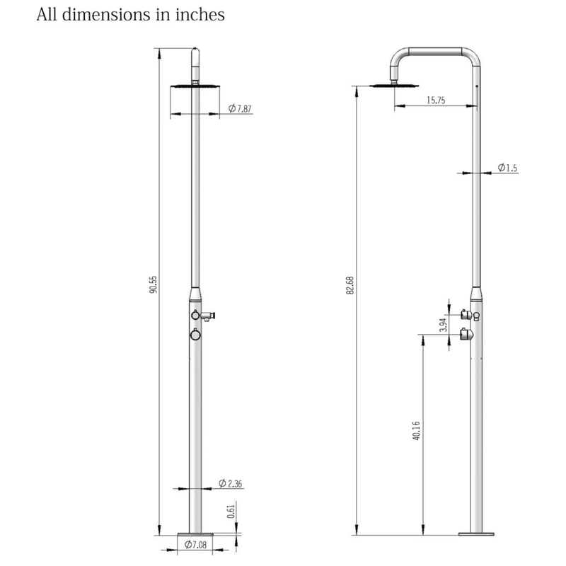 Heatgene Outdoor Shower with Body Jets & Handheld Shower Head for Poolside/Patio Drench Shower