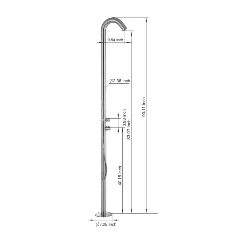 Heatgene Stainless Steel Freestanding Outdoor Shower with Handheld Shower for Outside/Swimming Pools