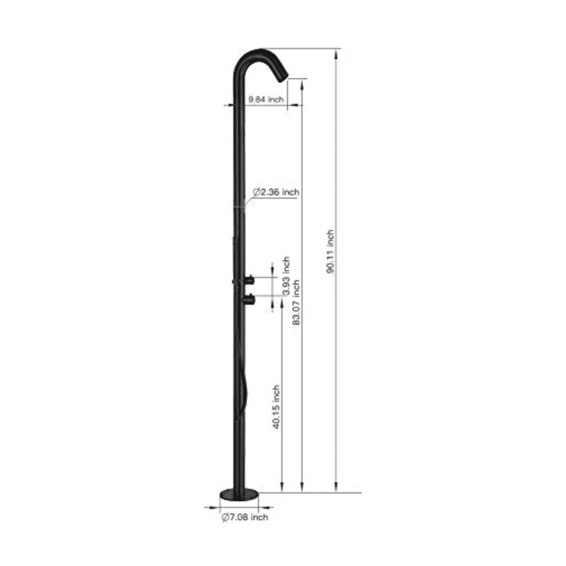 Heatgene Black Stainless Steel Freestanding Outdoor Shower with Handheld Shower for Outside/Swimming Pools