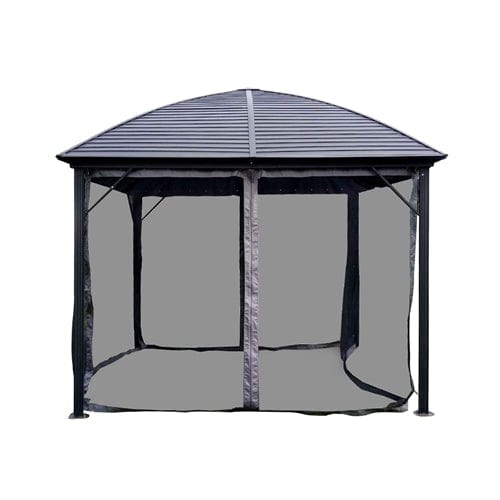 Aleko Aluminum and Steel Hardtop Gazebo with Mosquito Net 10 x 10 Feet Black - GZM10X10-AP