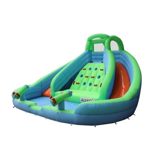 Aleko Commercial Grade Inflatable Dual Water Slide Bounce House with Splash Pool and Blower - BHMRIVER-AP