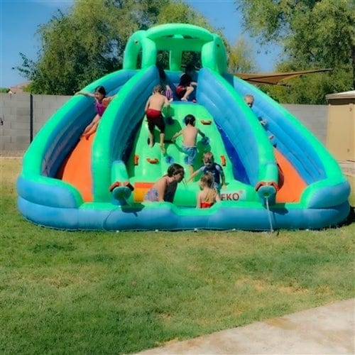 Aleko Commercial Grade Inflatable Dual Water Slide Bounce House with Splash Pool and Blower - BHMRIVER-AP