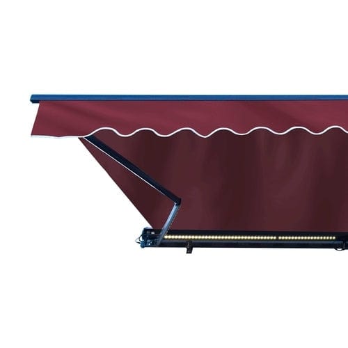 Aleko Half Cassette Motorized Retractable LED Luxury Patio Awning - 13 x 10 Feet - Burgundy AWCL13X10BURG37-AP