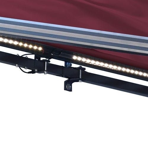 Aleko Half Cassette Motorized Retractable LED Luxury Patio Awning - 13 x 10 Feet - Burgundy AWCL13X10BURG37-AP