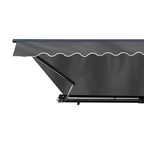 Aleko Half Cassette Motorized Retractable LED Luxury Patio Awning - 13 x 10 Feet Gray - AWCL13X10GY80-AP