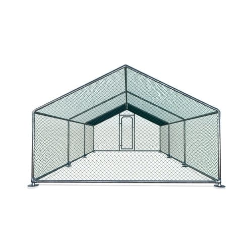 Aleko Metal DIY Walk-in Chicken Coop/Chicken Run with Blue Waterproof Cover 10 x 20 Feet - CKR10X20BL-AP