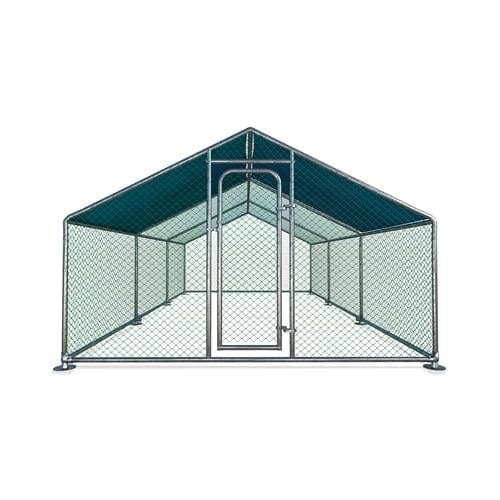 Aleko Metal DIY Walk-in Chicken Coop/Chicken Run with Blue Waterproof Cover 10 x 20 Feet - CKR10X20BL-AP