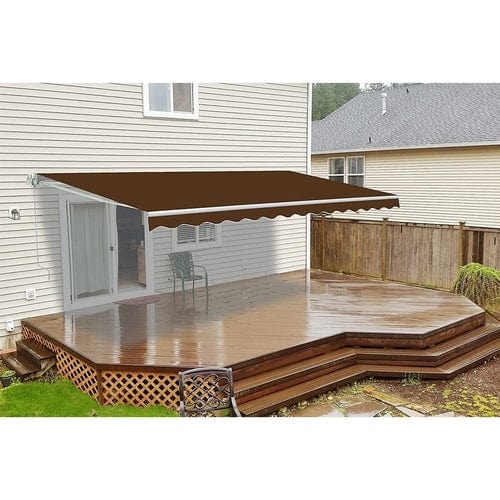 Aleko Motorized Retractable Patio Awning 16 x 10 Feet Brown - AWM16X10BROWN36-AP