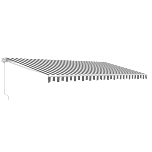 Aleko Motorized Retractable Patio Awning 16 x 10 Feet Grey and White Striped - AWM16X10GREYWHT-AP