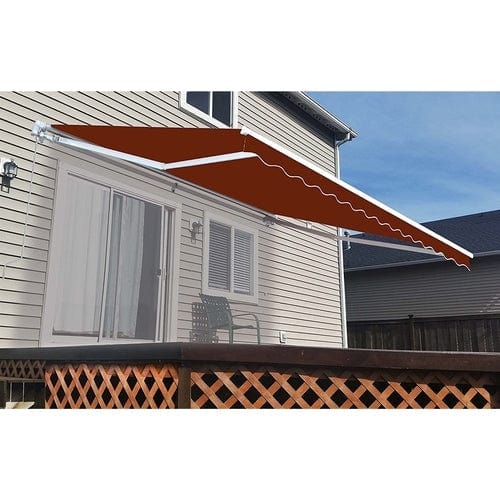 Aleko Motorized Retractable Patio Awning 16 x 10 Feet Burgundy - AWM16X10BURG37-AP