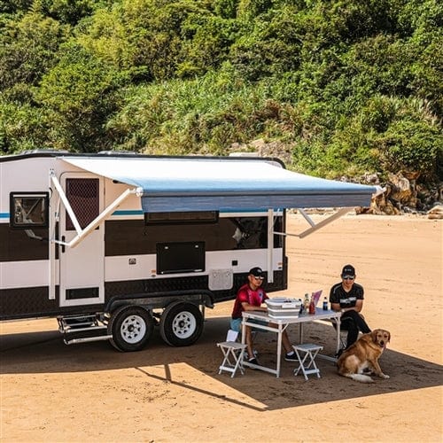 Aleko Motorized Retractable RV Awning 13 x 8 Feet Blue Fade - RVAWM13X8BLUE24-AP